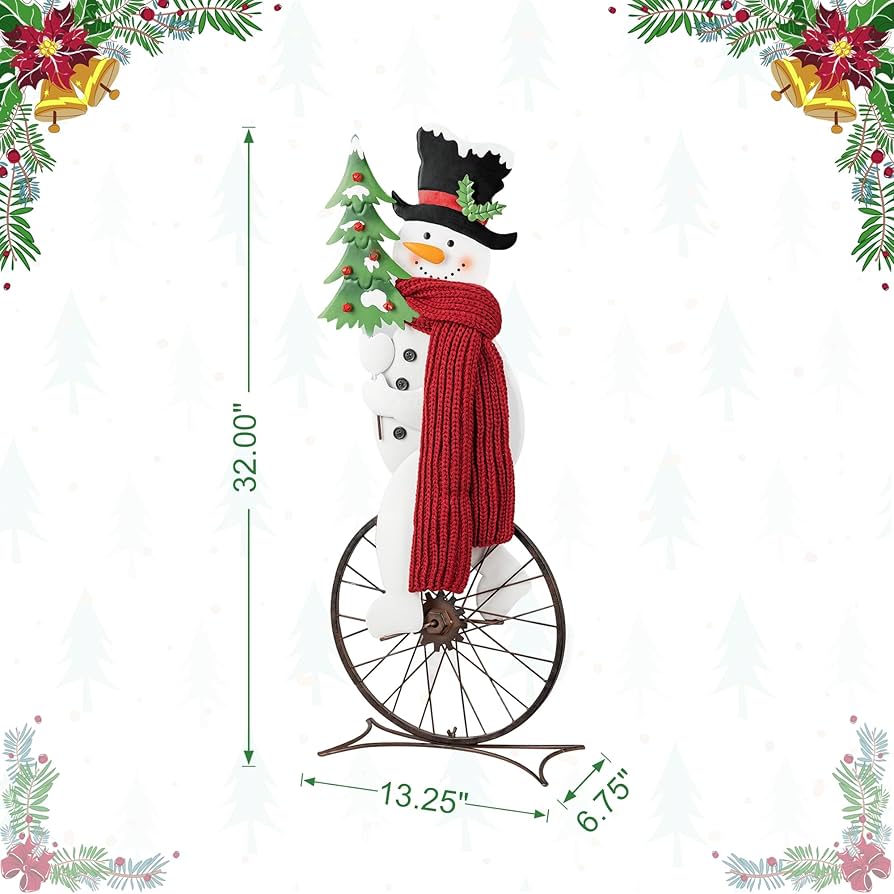 Amazon.com : Glitzhome 32”H Metal Snowman Porch Décor Bike
